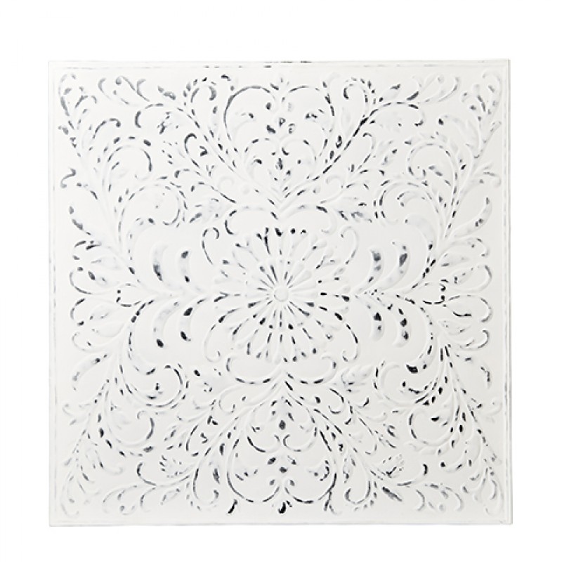 IRON PLATE TILE WHITE FLOWER - DECO, PANELS, FRAMES